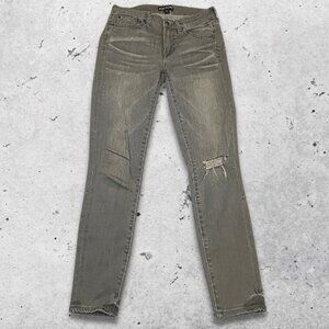 J.Crew Mercantile Skinny‎ Jeans Mid-Rise Fit Stretchy Distressed Denim Grey W 27